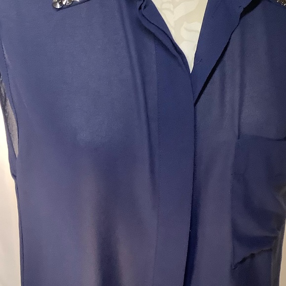 Foreign Exchange Button Down Sheer Embellished S/M - Picture 3 of 12